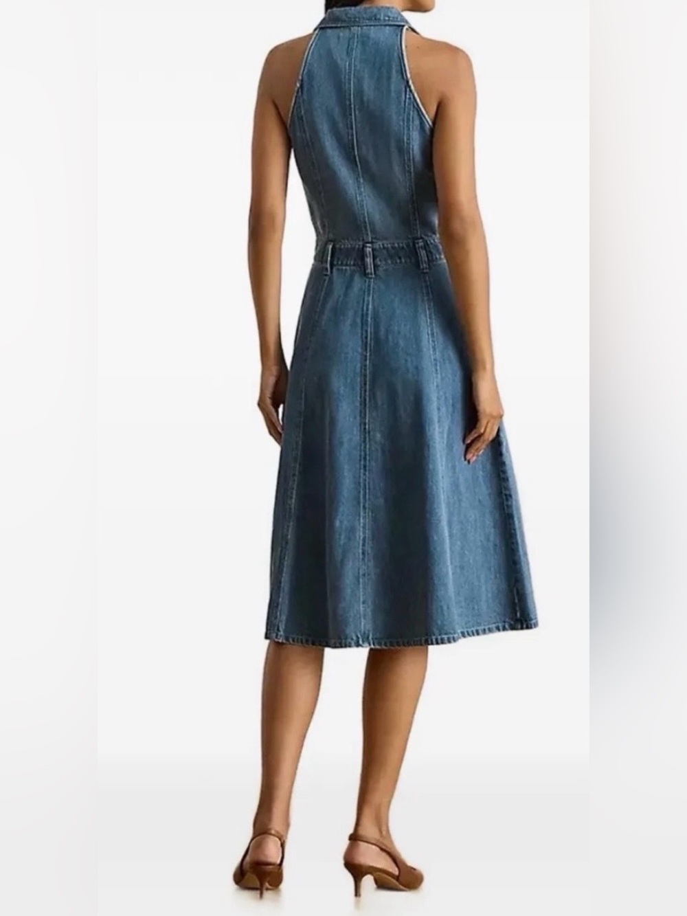 Ralph Lauren Light Blue Sleeveless Denim Button Dress Dress Size 6 - Picture 3 of 12